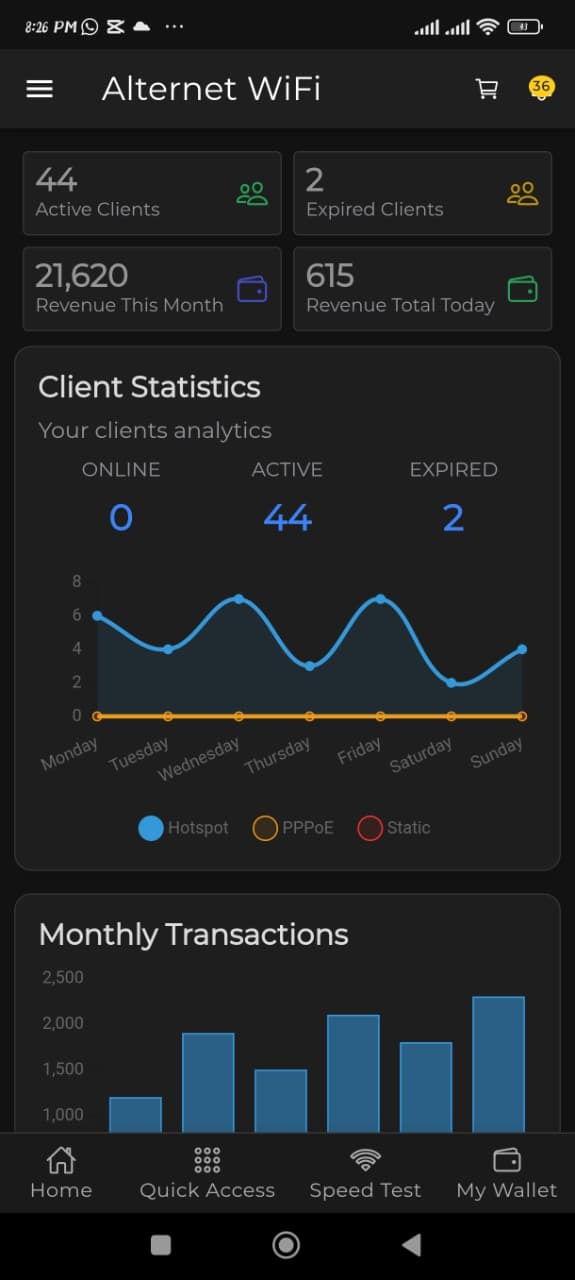 Alternet ISP Billing System Mobile App