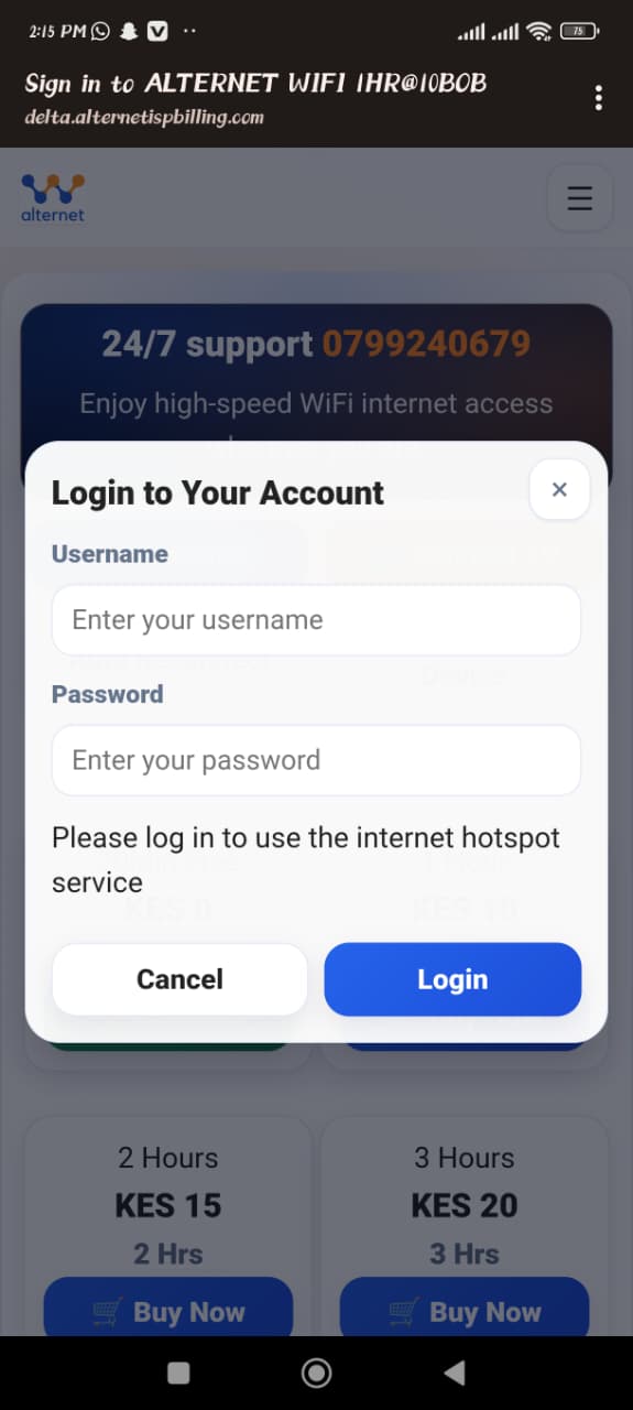 Captive Portal Login Screen