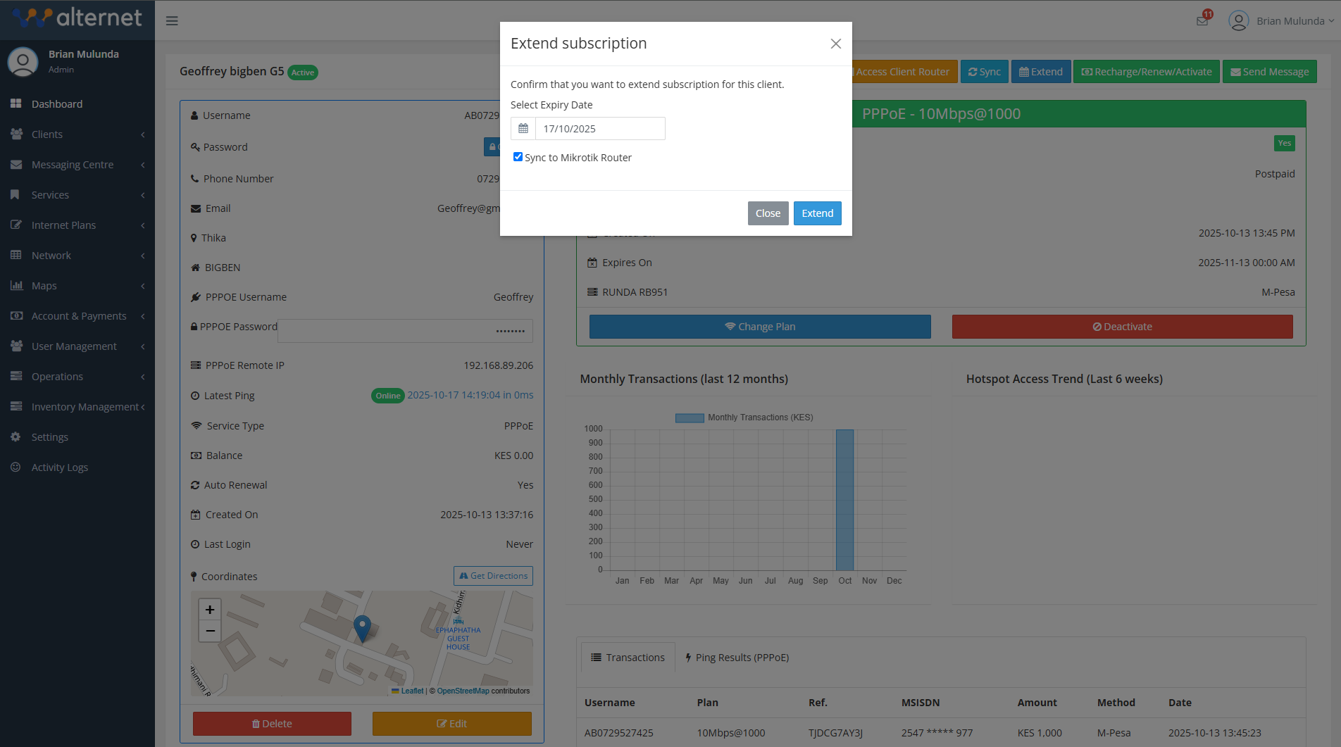 Extend Client Subscription